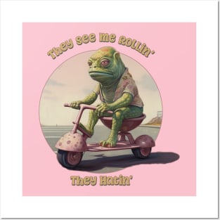 They See Me Rollin', They Hatin' Funny Scooter Lizard Posters and Art